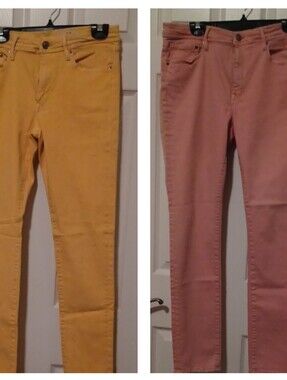 2 H&M Women's Pink And Yellow Slim Stretch Jeans